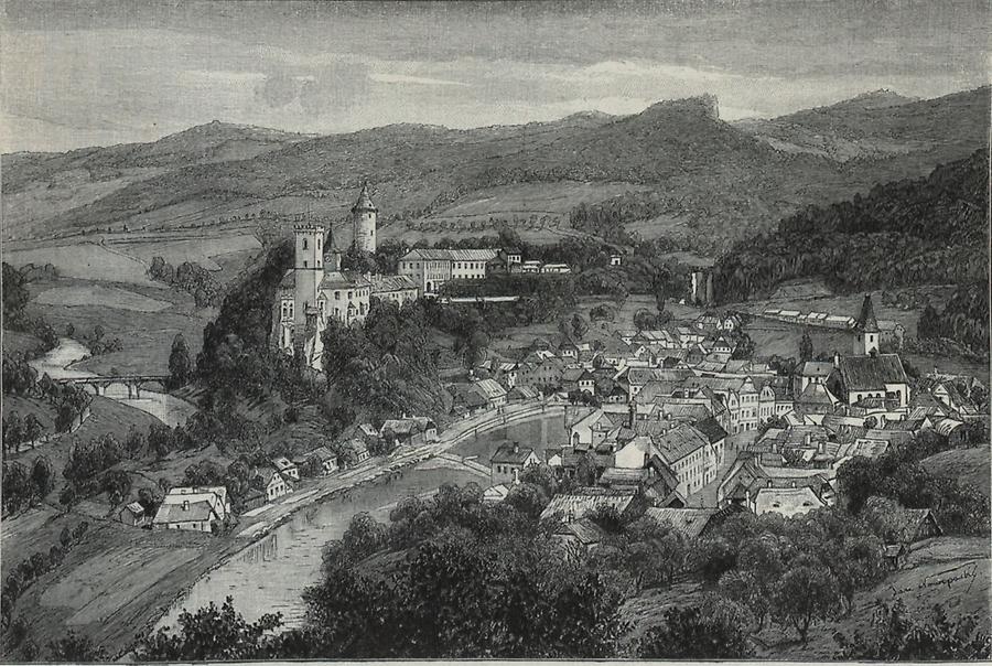 Illustration Stadt und Burg Rosenberg