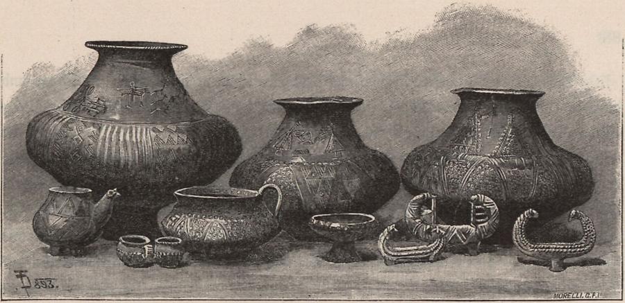 Illustration Tongefäße aus Urnengräbern