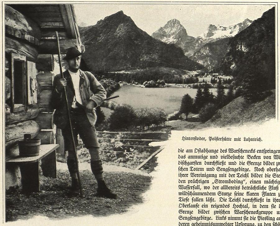Illustration Hinterstoder, Polsetrhütte mit Lahnteich