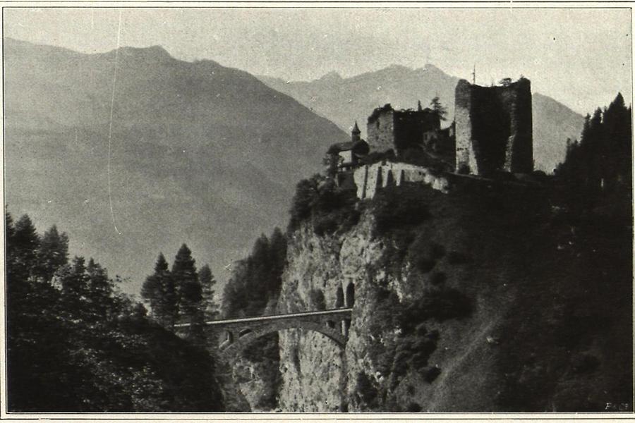 Illustration Tauernbahn Ruine Oberfalkenstein und Gratschacher Viadukt