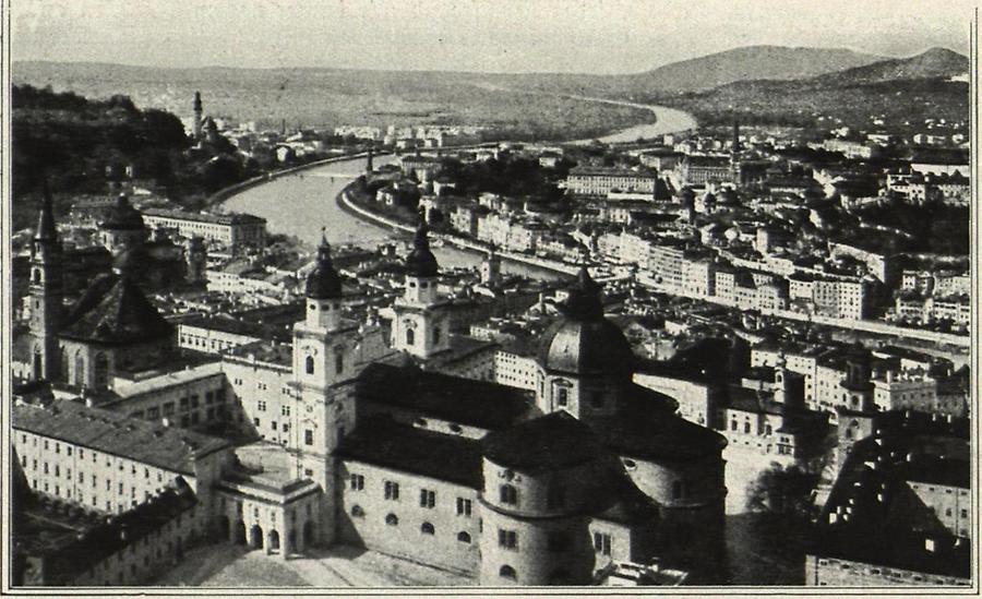 Illustration Salzburg Stadtbild von der Festung aus gesehen