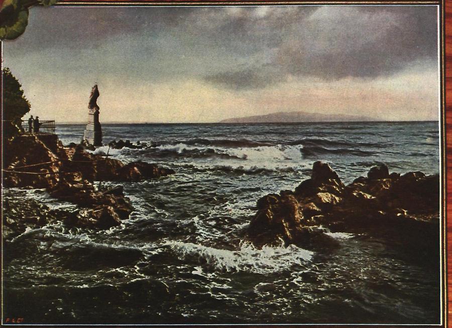 Illustration Ausblick auf den Quarnero und die Insel Cherso vom Friedrich Schüler Strandweg in Abbazia