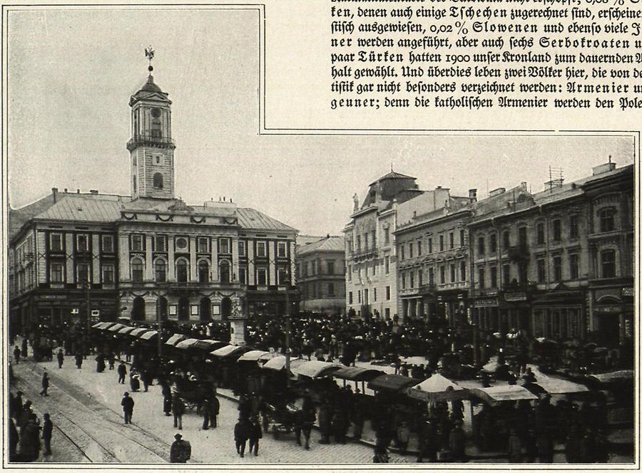 Illustration Czernowitz: Hauptplatz mit Stadthaus und Sparkasse