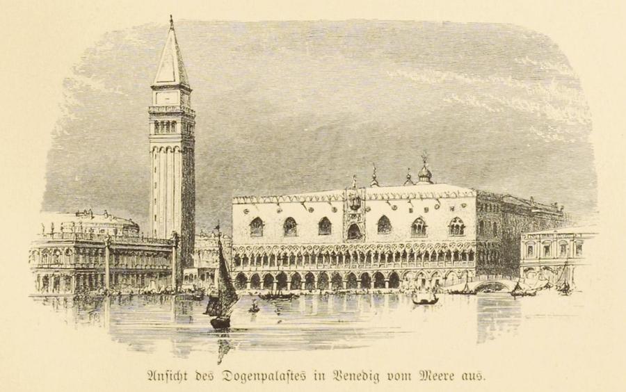 Illustration Ansicht des Dogenpalastes zu Venedig vom Meere aus