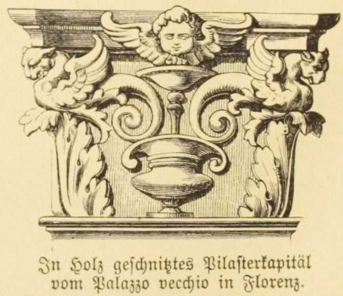 Illustration n Holz geschnitztes Pilasterkapitäl, vom Palazzo vecchio in Florenz II