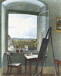 Jakob Alt, Ausblick vom Fenster. Aquarell, 1836