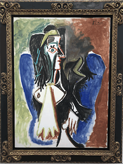 FEMME ASSISE DE PROFIL DANS UN, FAUTEUIL BLEU, Pablo Picasso 1960