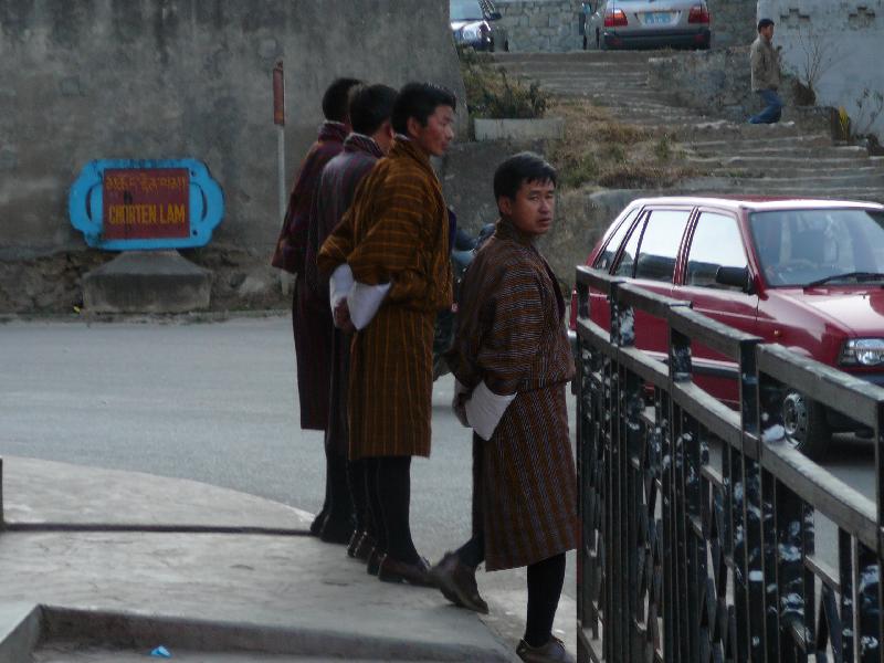 Bhutanese people wearing traditional garb