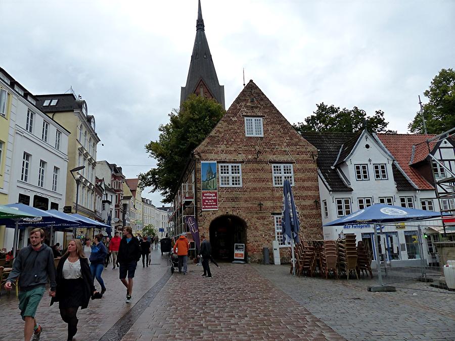 Flensburg - Market Place 'Nordermarkt' with Church of St. Mary