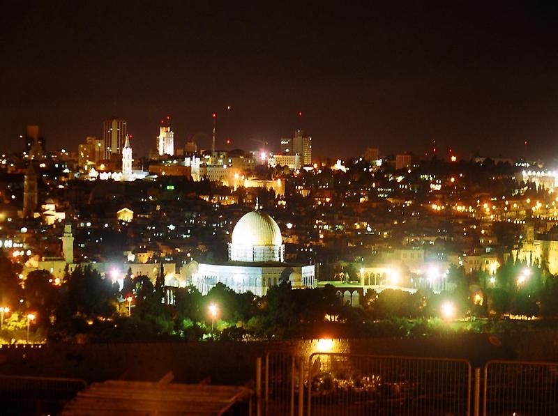 A nighttime view of Jerusalem