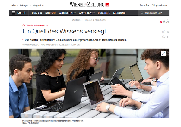 Screenshot des Wiener Zeitung Artikels