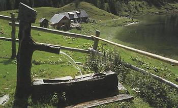 Duisitzkarsee-Alm mit ihren beiden Hütten.