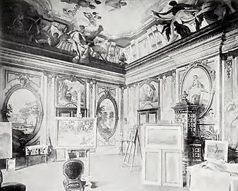 Atelier des Malers Johann Michael Kupfer im Hauptsaal des ehemaligen Nußdorfer Schlösschen
