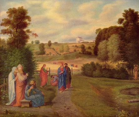 Jesus mit seinen Jüngern, Ferdinand Olivier (Nazarener), um 1840; Öl auf Pappe; Sammlung Georg Schäfer, Schweinfurt - Foto: Wikimedia Commons - Gemeinfrei