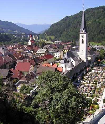 Stadtansicht mit Pfarrkirche