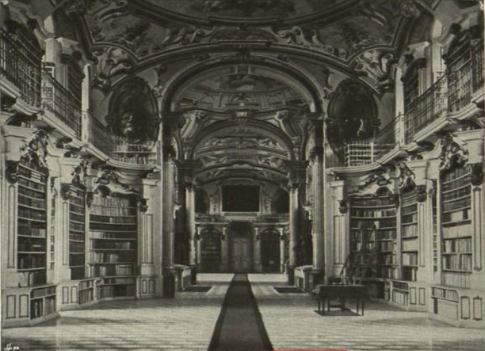 Bibliothek, Zeichnung 1914. Aus: Mein Österreich, mein Heimatland