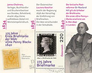 Briefmarke, 175 Jahre Briefmarke - „One Penny Black“