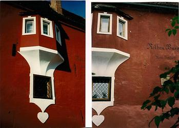 Burg Rothenburg vor und nach Renovierungsarbeiten, © Anita Grässl–Hähling