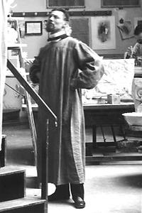 Josef Plečnik im Atelier des Bildhauers Josef Engelhart. Foto, 1907 \© Bildarchiv der ÖNB, Wien, für AEIOU