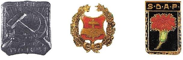 Maifestabzeichen 1904, Ungarn, Abzeichen der österreichischen Sozialisten um 1900 und der Sozialdemokratischen Arbeiterpartei, 1. Republik