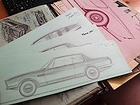 Einig Kapitza-Zeichnungen zum Thema Ford. (Foto: Martin Krusche)