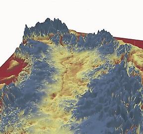 Grafik: riesige Schlucht unter dem Eis