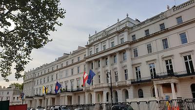An der noblen Adresse 18 Belgrave Square befindet sich die österreichische Botschaft in London auch heute.