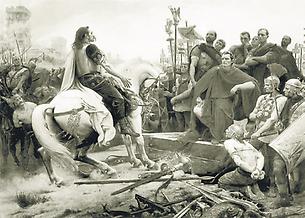 Vercingetorix wirft Cäsar die Waffen zu Füßen (Gemälde von Lionel-Noel Royer, 1899), Foto: © Pichler Verlag