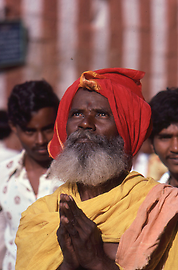 Praying to Surya, the sun god in southern India