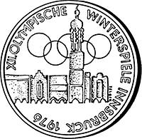 100 Schilling - XII. Olympische Winterspiele in Innsbruck 1976, 2. Ausgabe/Hall (1975)