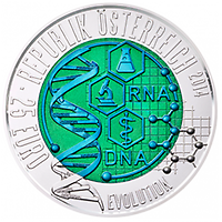 25 Euro - Silber-Niob-Münze (R)Evolution in zwei Farben (2014)