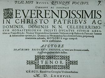 Joachim Fridericus Fritzius: Venite exultemus