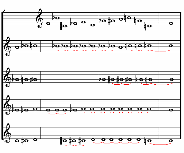 Notenbild: Zwölftonspiel vom 19. Februar 1953, Tonbeispiel 3