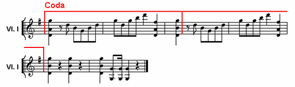 Notenbild: Eine Kleine Nachtmusik: 1. Satz, Takte 132-137