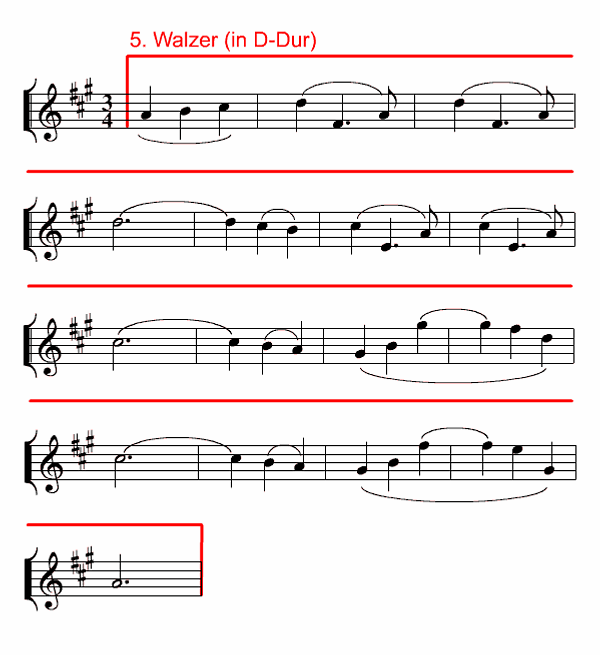 Notenbild: Donauwalzer, Fünfter Walzer