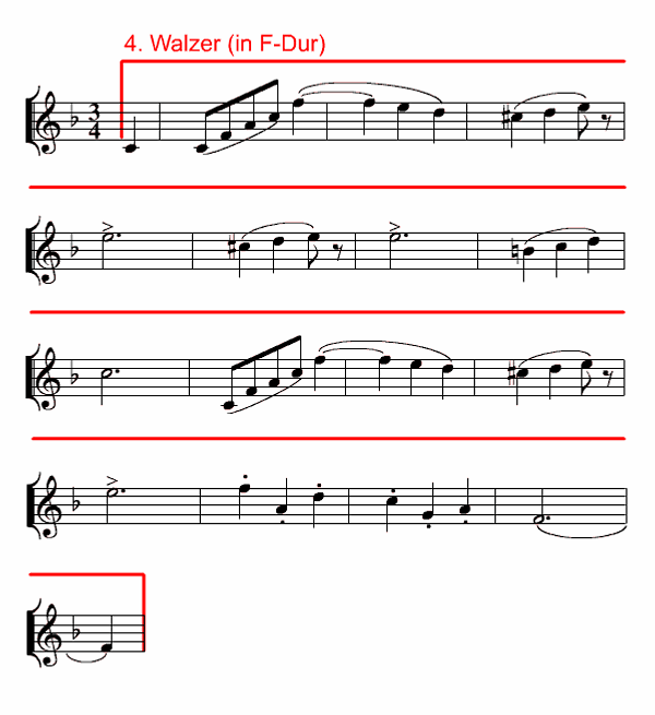 Notenbild: Donauwalzer, Vierter Walzer
