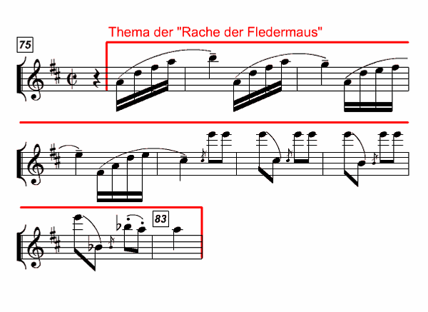 Notenbild: Die Fledermaus Ouverture, Takte 75-83