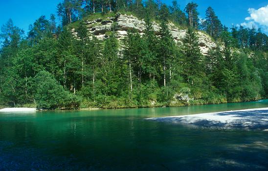 Naturnahe Flüsse wie die Steyr in Oberösterreich weisen eine große Vielfalt selten gewordener Lebensräume wie Auwälder und Felshänge auf.