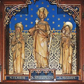 Schrein mit den Heiligen Clara, Barbara und Agnes