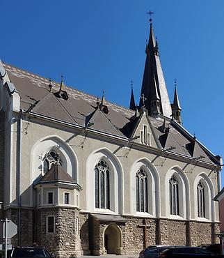 Außenansicht, Neubau neugotisch 1903/04, Pläne Hans Pascher, Graz