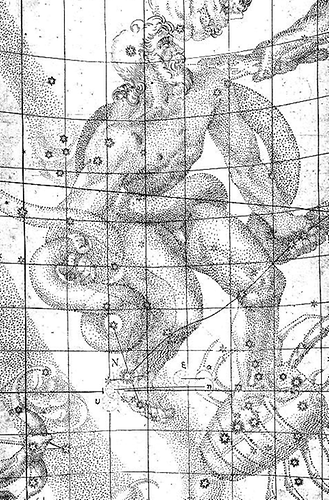 Sternzeichen Ophiuchos (Schlangenträger), Aus: Wikicommons unter CC 