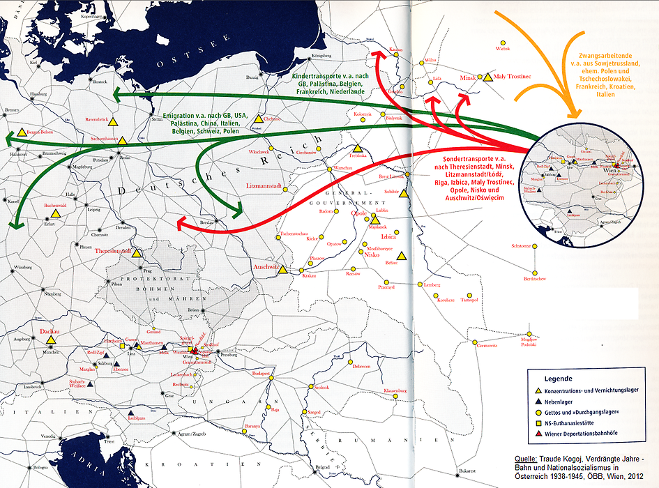 Landkarte der KZ- und Vernichtungslager des Dritten Reiches
