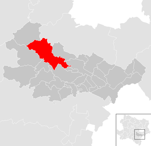 Lage der Gemeinde Alland im Bezirk Baden (anklickbare Karte)