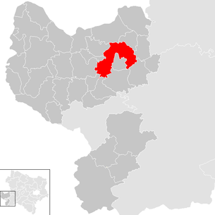 Lage der Gemeinde Amstetten im Bezirk Amstetten (anklickbare Karte)