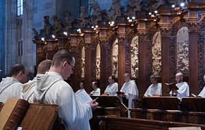 Mönchschor bei der liturgischen Feier in der Klosterkirche des Stiftes Heiligenkreuz