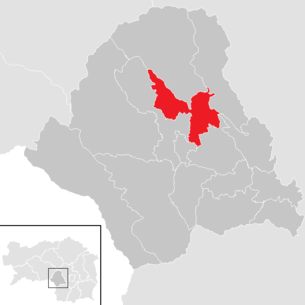 Lage der Gemeinde Bärnbach im Bezirk Voitsberg (anklickbare Karte)