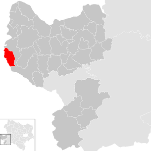 Lage der Gemeinde Behamberg im Bezirk Amstetten (anklickbare Karte)