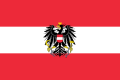 Flagge Österreichs:hier Bundesdienstflagge und Militärflagge(das Bundeswappen auf der silbernen Binde); auch: Nationalflagge und Seeflagge (ohne Adler)