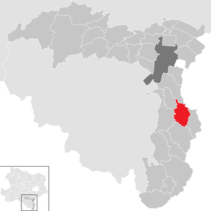 Lage der Gemeinde Hochwolkersdorf im Bezirk Wiener Neustadt-Land (anklickbare Karte)