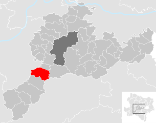 Lage der Gemeinde Hofstetten-Grünau im Bezirk St. Pölten-Land (anklickbare Karte)